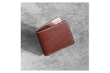 栃木レザー使用｜やわらか本革二つ折り財布｜Half wallet 02C｜チョコ｜minca（全4色）