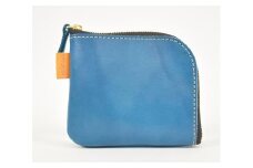 栃木レザー使用｜やわらか本革Lジップミニ財布｜Lzip wallet small 02｜ブルー｜minca（全6色）