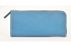 栃木レザー使用｜滑らか本革Lジップ長財布｜Lzip wallet 01｜ブルー｜minca（全6色）