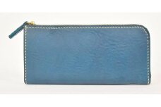 【全5色】栃木レザー のLジップファスナー長財布 シュリンクタイプ ソフトな手触り/Lzip wallet 02/ブルー/minca　315【雑貨 ファッション 人気 おすすめ 】