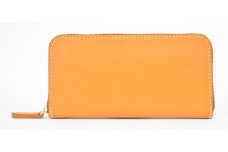 栃木レザー使用｜滑らか本革Lジップ長財布｜Round zip wallet 01｜キャメル｜minca（全7色）