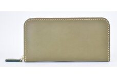 栃木レザー使用｜滑らか本革Lジップ長財布｜Round zip wallet 01｜オリーブ｜minca（全7色）