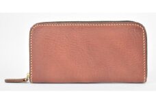 栃木レザー使用｜やわらか本革Lジップ長財布｜Round zip wallet 02｜チョコ｜minca（全6色）
