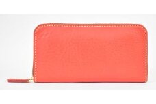 栃木レザー使用｜やわらか本革Lジップ長財布｜Round zip wallet 02｜レッド｜minca（全6色）