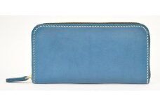 栃木レザー使用｜やわらか本革Lジップ長財布｜Round zip wallet 02｜ブルー｜minca（全6色）