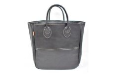 栃木レザー使用｜ソフトな手触り 本革 A4対応トートバッグ｜Tote bag 03 M｜ブラック｜minca（全6色）