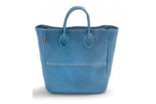 栃木レザー使用｜ソフトな手触り 本革 A4対応トートバッグ｜Tote bag 03 M｜ブルー｜minca（全6色）