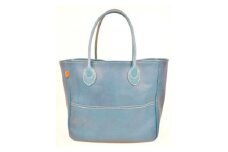 栃木レザー使用｜ソフトな手触り 本革 A4も入る大容量 本革トートバッグ｜Tote bag 03 L｜ブルー｜minca（全6色）