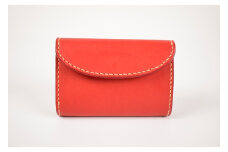 【minca】栃木レザーの三つ折り財布 ミドルサイズ ハンドステッチ滑らかな手触り/Middle wallet 01/レッド　518【雑貨 ファッション 人気 おすすめ 】