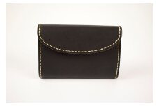 【minca】栃木レザーの三つ折り財布 ミドルサイズ ハンドステッチ滑らかな手触り/Middle wallet 01/ブラック　518【雑貨 ファッション 人気 おすすめ 】