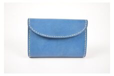 【minca】栃木レザーの三つ折り財布 ミドルサイズ ハンドステッチ滑らかな手触り/Middle wallet 01/ブルー　518【雑貨 ファッション 人気 おすすめ 】