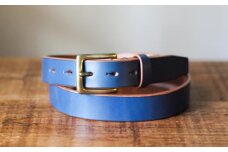 【minca】幅30mmベルト/32インチ  栃木レザーの希少な「ハーネスレザー」使用の贅沢な1枚革のレザーベルト/ブルー/HL-B01/BLUE　604【小物 ファッション 人気 おすすめ 】