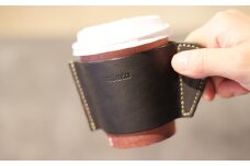 【minca】栃木レザーのカップスリーブSサイズ 自宅、オフィス、キャンプシーンでのカフェタイムに/ブラック　660【日用品 人気 おすすめ 】