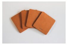 【minca】栃木レザーのコースター4枚セット  自宅、オフィス、キャンプシーンでのカフェタイムに/キャメル　667【日用品 人気 おすすめ 】