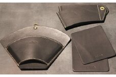 【minca】栃木レザーのカフェグッズ3アイテム5点セット 自宅、オフィス、キャンプシーンでのカフェタイムに/ブラック　678【日用品 人気 おすすめ 】