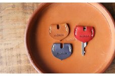 【minca】栃木レザーのキーカバー 3点セット真鍮リング付き ハンドステッチ/キーカバーハート型/キャメル,レッド,ブルー【雑貨 ファッション 人気 おすすめ 】