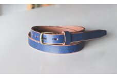 【minca】細幅20mmベルト/32インチ  栃木レザーの希少な「ハーネスレザー」使用の贅沢な1枚革のレザーベルト/ブルー/HL-B04/BLUE　729【小物 ファッション 人気 おすすめ 】