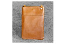 栃木レザー使用｜ソフトな手触り 本革 スマホショルダー｜Smartphone shoulder｜キャメル｜minca（全6色）