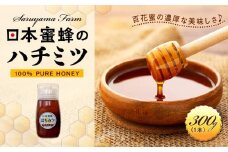 日本蜜蜂のハチミツ100％！はちみつ（逆さ容器300g1本）  高級 自然食品 無添加 ニホンミツバチ