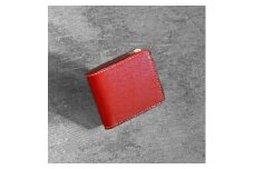栃木レザー使用｜滑らか本革二つ折り財布｜Half wallet 01｜レッド｜minca（全7色）