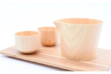 【熟練木工職人手作り】木製酒器 4点セット  工芸品 木製酒器 酒器[№5840-1561]