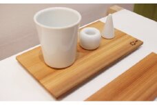 【熟練木工職人手作り・日光杉】Sugi Oshibori plate　2枚セット 工芸品 日光杉 木工 プレート 間伐材[№5840-1554]