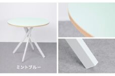 ＆FREL AXカフェテーブル 天板 ライムグリーン ミントブルー 直径80cm x 高さ72cm 選べる天板　国産家具 組立簡単 家具 机 テーブル インテリア【ミントブルー×ホワイト】 [№5840-8117]2798　※離島への配送不可