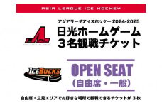 アイスバックス チケット 自由席（一般）3名様 | アイスホッケー スポーツ 観戦 チケット 入場券 栃木 日光