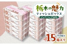 ＜15箱入り＞栃木の魅力ティッシュボックス150w×15箱　※配送不可地域:離島・沖縄【1454534】