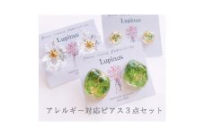 本物のお花を使用!レジンのアクセサリー　3点セット【1515242】