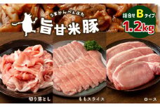 旨甘米豚 詰め合せBタイプ ( ロース ・ ももスライス ・ 切り落とし各 )  計1.2kg 真岡産 栃木県