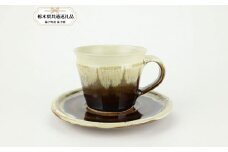 【栃木県共通返礼品・益子町産】益子焼　大塚雅淑　掛合コーヒーカップ＆ソーサー2組