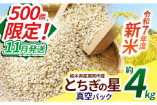 【先行予約】【11月発送】いちご農家さん応援米！令和7年度新米 真岡市産とちぎの星（玄米真空パック) 約4kg | 新米 真岡市産 真空 パック 米  お米 玄米 もちもち 数量限定 11月 ふるさと納税 農家直送 新鮮 先行 予約 栃木県 真岡市 送料無料 