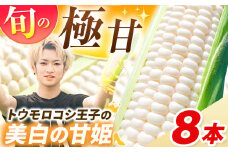 【2026年先行予約】とうもろこし 希少 トウモロコシ王子の「美白の甘姫」8本 | トウモロコシ とうもろこし 甘い 白 トウモロコシ王子 プリンセス 王子 希少 おいしい 珍しい 栃木県 真岡市 送料無料