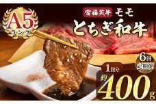 【定期便6回】宮福笑牛(とちぎ和牛) A5 モモ焼き肉 約400g  | 定期便 牛肉 和牛 焼き肉 やきにく 焼肉 焼肉用 モモ肉 もも肉 モモ もも 旨味 美味しい 肉 お肉 栃木県共通返礼品 栃木県 真岡市