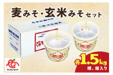 麦みそ・玄米みそセット(各1.5kg樽、箱入り)｜味噌 調味料 産地直送 グルメ ギフト  