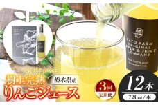 【定期便3回】栃木県矢板市産 樹上完熟100％りんごジュース 720ml×12本入  | 林檎 リンゴ 果汁100% 産地直送 (毎月お届け）  