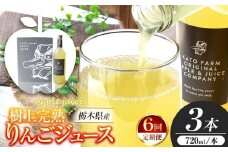 【定期便6回】栃木県矢板市産 樹上完熟100％りんごジュース 720ml×3本入  | 林檎 リンゴ 果汁100% 産地直送 (毎月お届け）  