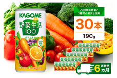 【定期便6ヵ月】カゴメ　野菜生活100　オリジナル　190g缶×30本 1ケース 毎月届く 6ヵ月 6回コース【 栃木県 那須塩原市 】 ns001-015