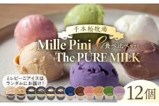 食べ比べセット　ピュアミルクアイス6個とミレピーニアイス6個【千本松牧場】 ns025-015-12 【アイスクリーム スイーツ デザート お菓子 詰め合わせ】