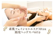 素肌フェイシャルエステ30分&頭皮ヘッドスパ60分 ns047-009 【チケット エステ 美容 リンパエステ 天然成分ジェル 利用券】