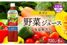 【定期便】12ヵ月連続カゴメ野菜ジュース食塩無添加 720mlPET ns038-057【ペットボトル 機能性表示食品トマト 食塩不使用 無塩 野菜ジュース 飲料 ドリンク 健康 野菜 リコピン GABA 血圧 コレステロール KAGOME】