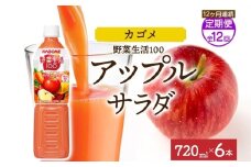 【定期便】12ヵ月連続野菜生活100 アップルサラダ 720mlPET ns038-073 【ペットボトル 野菜 果実 りんご ミックスジュース β-カロテン フルーティー 赤野菜 KAGOME】