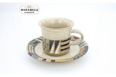 【益子焼】共通返礼品 益子焼 向山文也 象嵌釉彩境紋珈琲碗皿(白)2組 | 益子焼 ましこ 作陶家 陶器市 伝統工芸品 お祝い プレゼント 陶器 食器 栃木県 下野市 送料無料