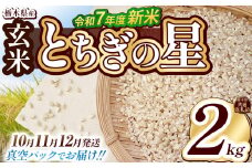 【栃木県共通返礼品】【先行予約】【11月発送】【数量限定】令和7年度新米 栃木県産とちぎの星（玄米真空パック） 2kg  | 玄米 精米 お米 コメ とちぎの星 先行予約 ブランド米 栃木県 特産品  下野市 送料無料
