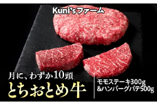 とちおとめ牛　モモステーキ300g＆ハンバーグパテ500gセット｜牛肉 肉加工品