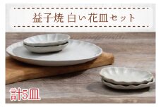 【益子焼】白い花皿セット｜大皿 小皿 楕円小皿 5枚セット 素朴 オーブン可 食洗器可 電子レンジ可（AH005）
