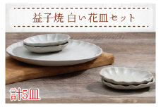【益子焼】白い花皿セット｜大皿 小皿 楕円小皿 5枚セット 素朴 オーブン可 食洗器可 電子レンジ可（AH005）