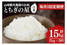 【全3回定期便】＜毎月＞ ★先行予約 10月より順次発送予定★ 山﨑観光農園のお米 とちぎの星 白米 5kg（合計 15kg）｜栃木県 益子町 ふるさと納税 お米 米 白米 精米 5kg 令和7年産 先行予約 定期便（AU035）