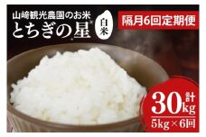 【全6回定期便】＜隔月＞ ★先行予約 10月より順次発送予定★ 山﨑観光農園のお米 とちぎの星 白米 5kg（合計 30kg）｜栃木県 益子町 ふるさと納税 お米 米 白米 精米 5kg 令和7年産 先行予約 定期便（AU039）